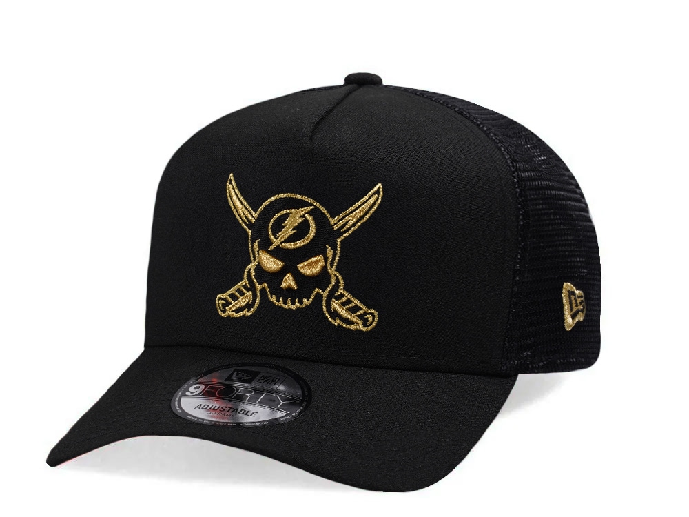 New Era Tampa Bay Lightning Metallic Gold Black Edition 9Forty A Frame Trucker Snapback Casquette