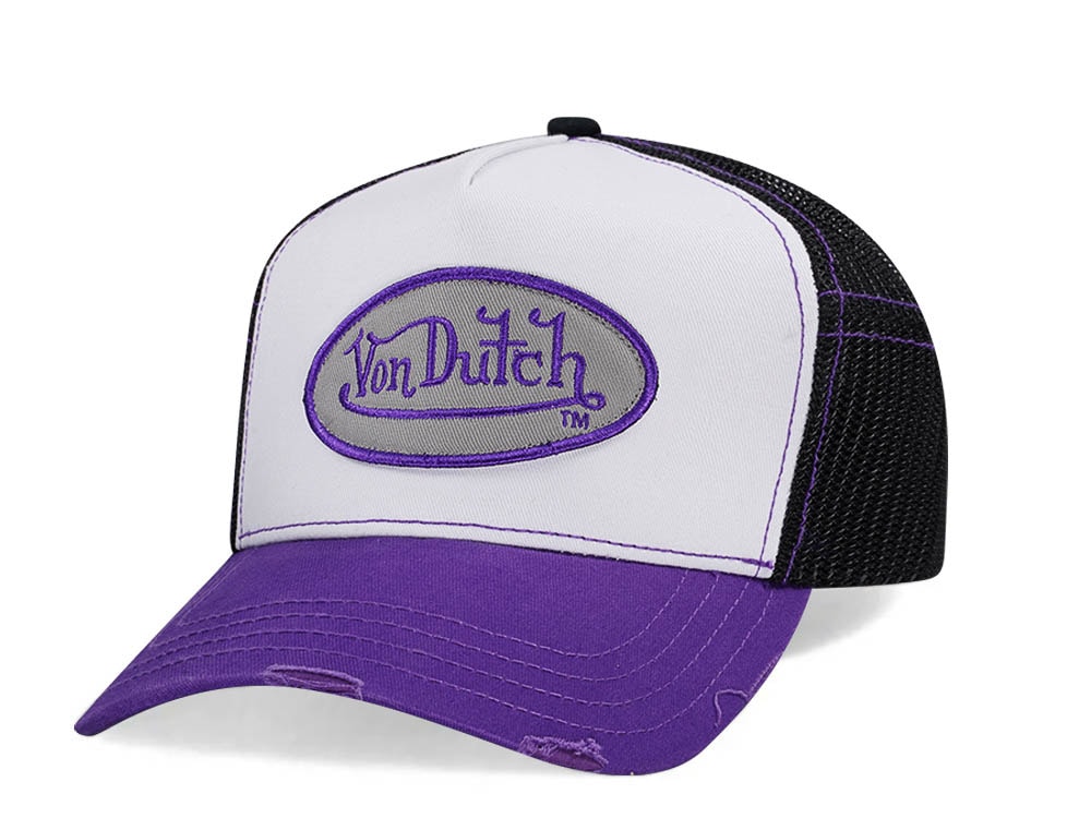 Von Dutch White Purple Two Tone Edition Trucker A Frame Snapback Casquette