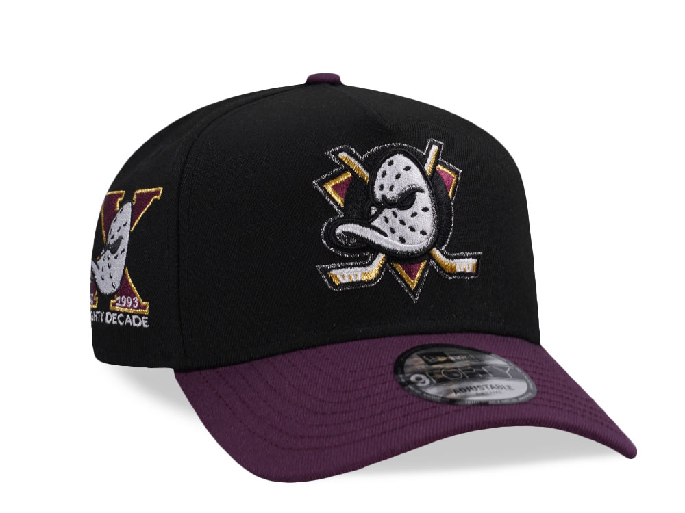 New Era Anaheim Ducks 10th Anniversary Black Plum Two Tone Edition 9Forty A Frame Snapback Casquette