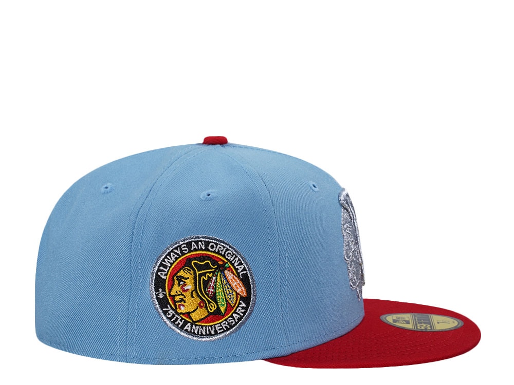 New Era Chicago Blackhawks 75th Anniversary Sky Blue Two Tone Edition 59Fifty Fitted Casquette