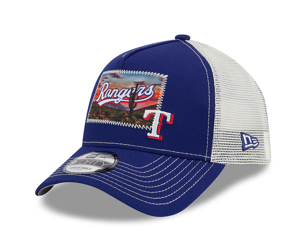 New Era Texas Rangers M Patch Blue 9Forty A Frame Trucker Snapback Casquette