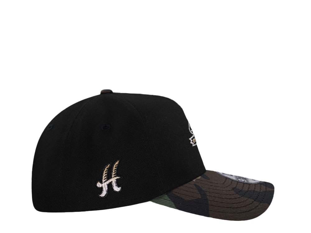 New Era Hartford Yard Goats Black Camo Two Tone Edition 9Forty A Frame Snapback Casquette