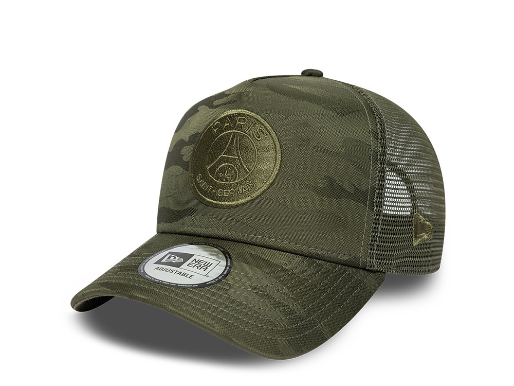 New Era Paris Saint Germain Green Tonal Camouflage Prime Edition 9Forty A Frame Trucker Snapback Casquette