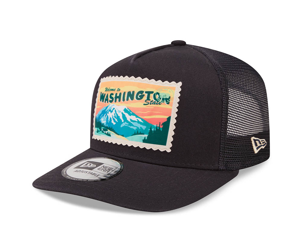 New Era Washington Postcard Navy A Frame Trucker Snapback Casquette