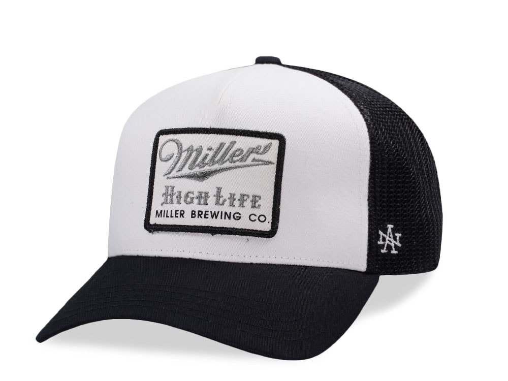 American Needle Miller High Life White And Black Valin Edition Trucker Snapback Casquette