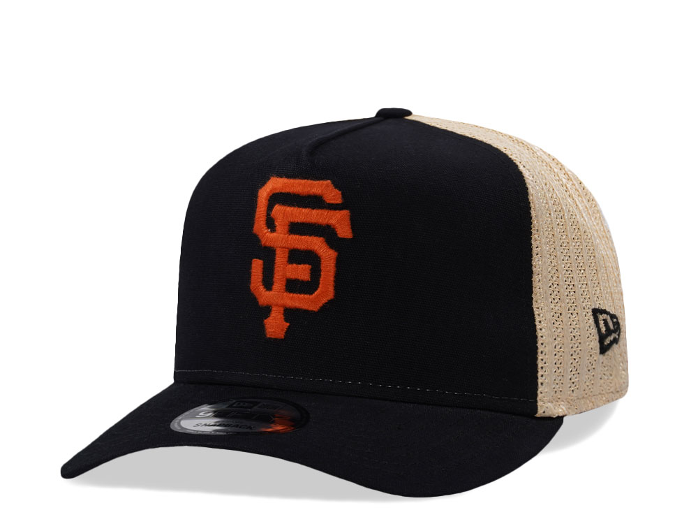 New Era San Francisco Giants Grained Black Edition 9Fifty Trucker A Frame Snapback Casquette