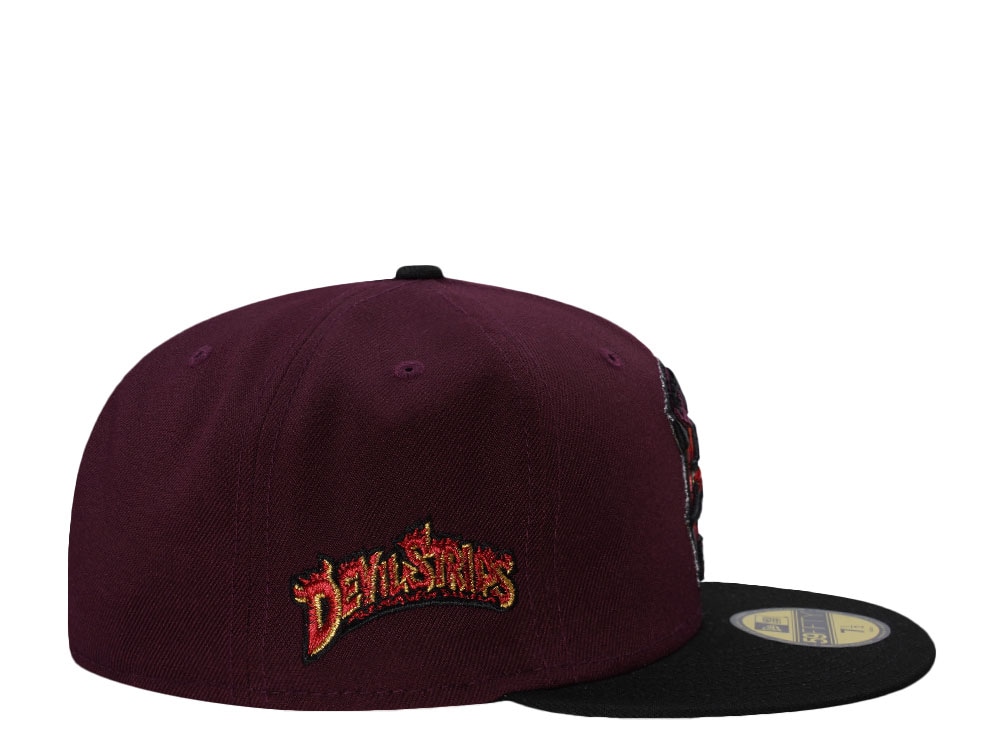 New Era Akron Devil Strips Maroon Two Tone Edition 59Fifty Fitted Casquette