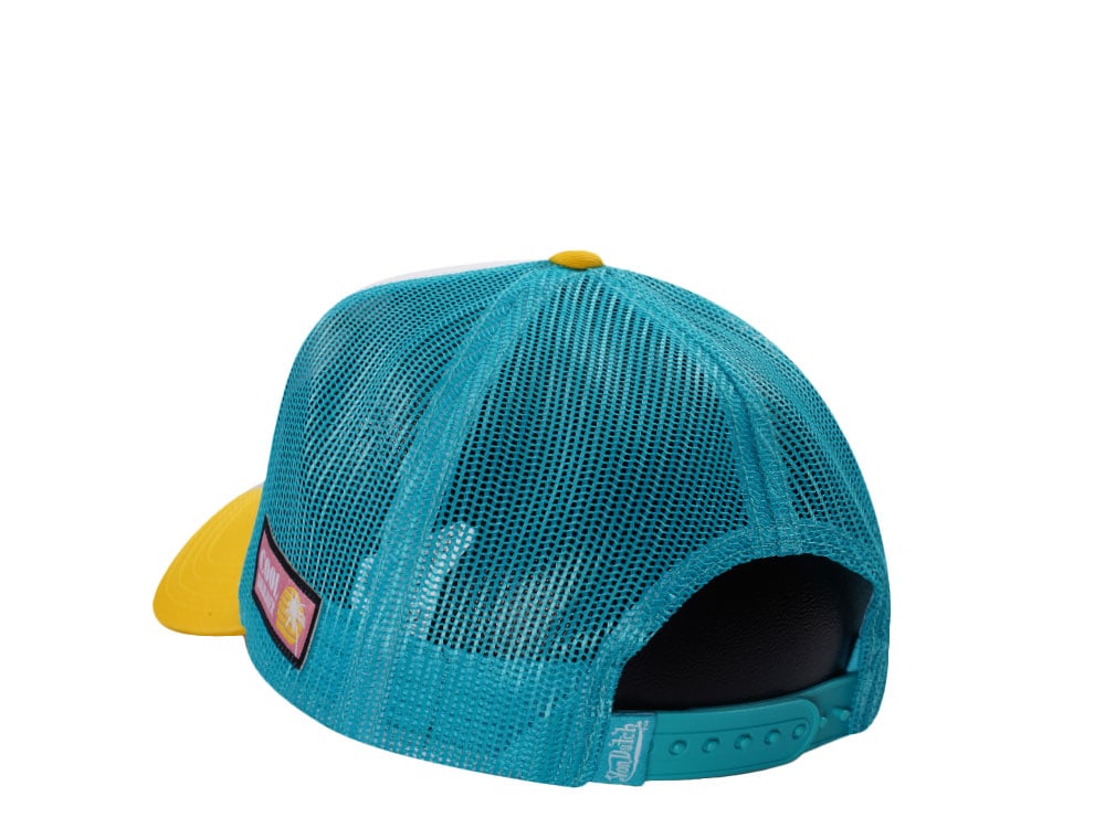 Von Dutch Surf Screen Print Teal Yellow Trucker Snapback Casquette