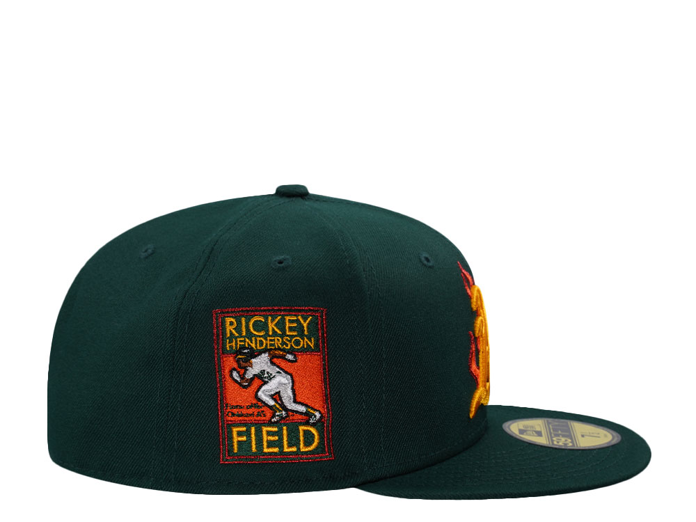 New Era Oakland Athletics Rickey Henderson Field Dark Green Flames Edition 59Fifty Fitted Casquette