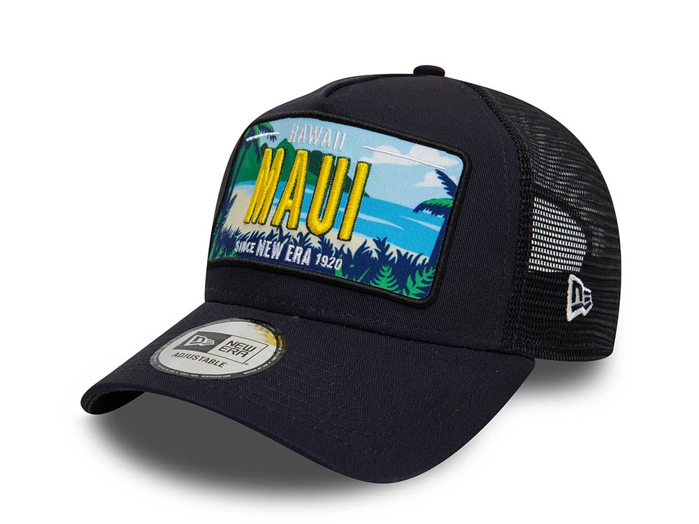 New Era Hawaii License Plate Navy 9Forty A Frame Trucker Snapback Casquette