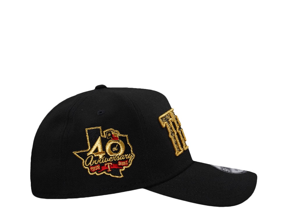 New Era Texas Rangers 40th Anniversary Metallic Black Prime Edition 9Forty A Frame Snapback Casquette