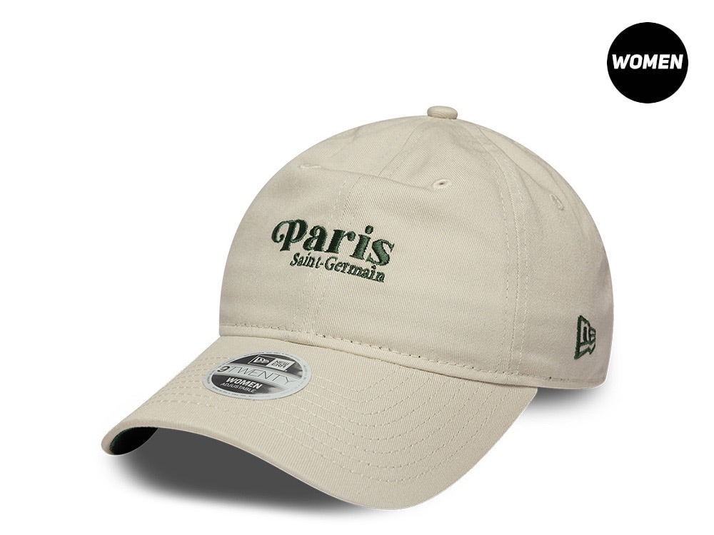 New Era Paris Saint Germain Script Ivory Prime Edition Womens 9Twenty Adjustable Casquette