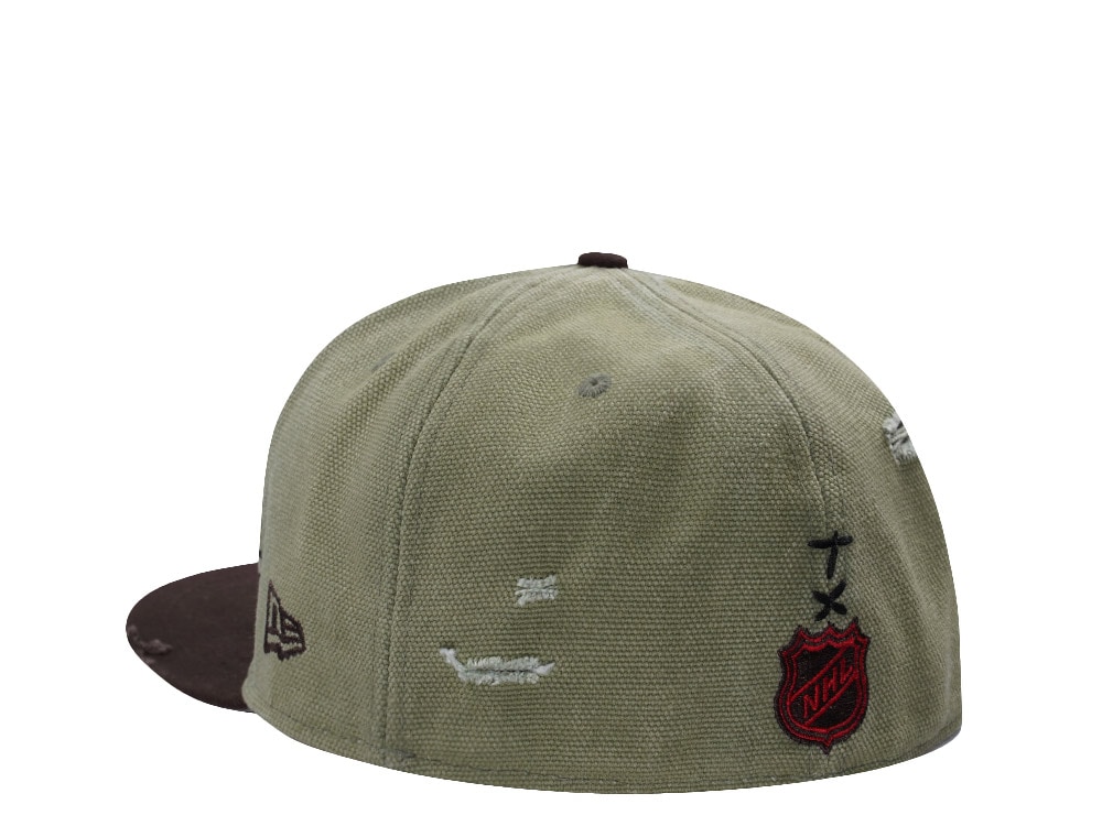 New Era Anaheim Ducks 10th Anniversary Washed Canvas Rifle Green Two Tone Horror Edition 59Fifty Fitted Casquette