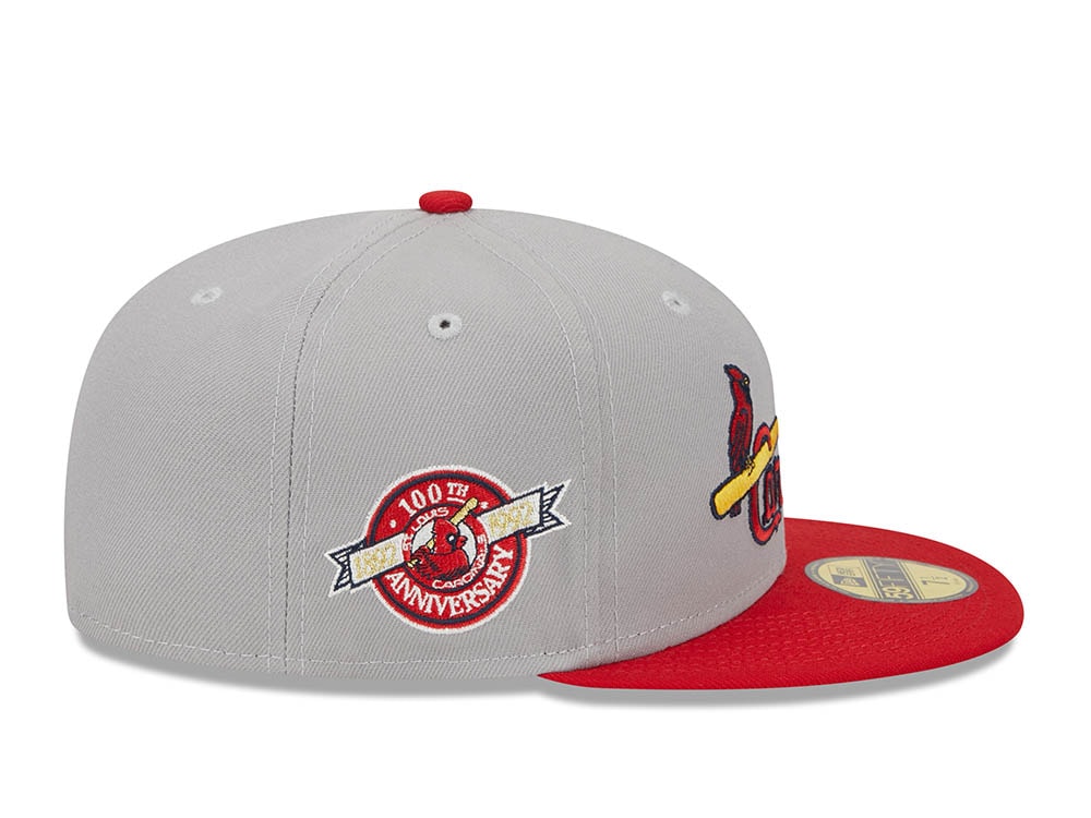 New Era St. Louis Cardinals Gray Retro Script 100th Anniversary Throwback Edition 59Fifty Fitted Casquette