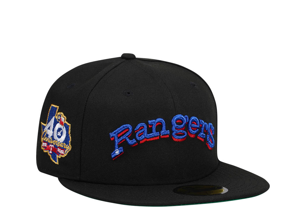 New Era Texas Rangers 40th Anniversary Black Dome Throwback Edition 59Fifty Fitted Casquette