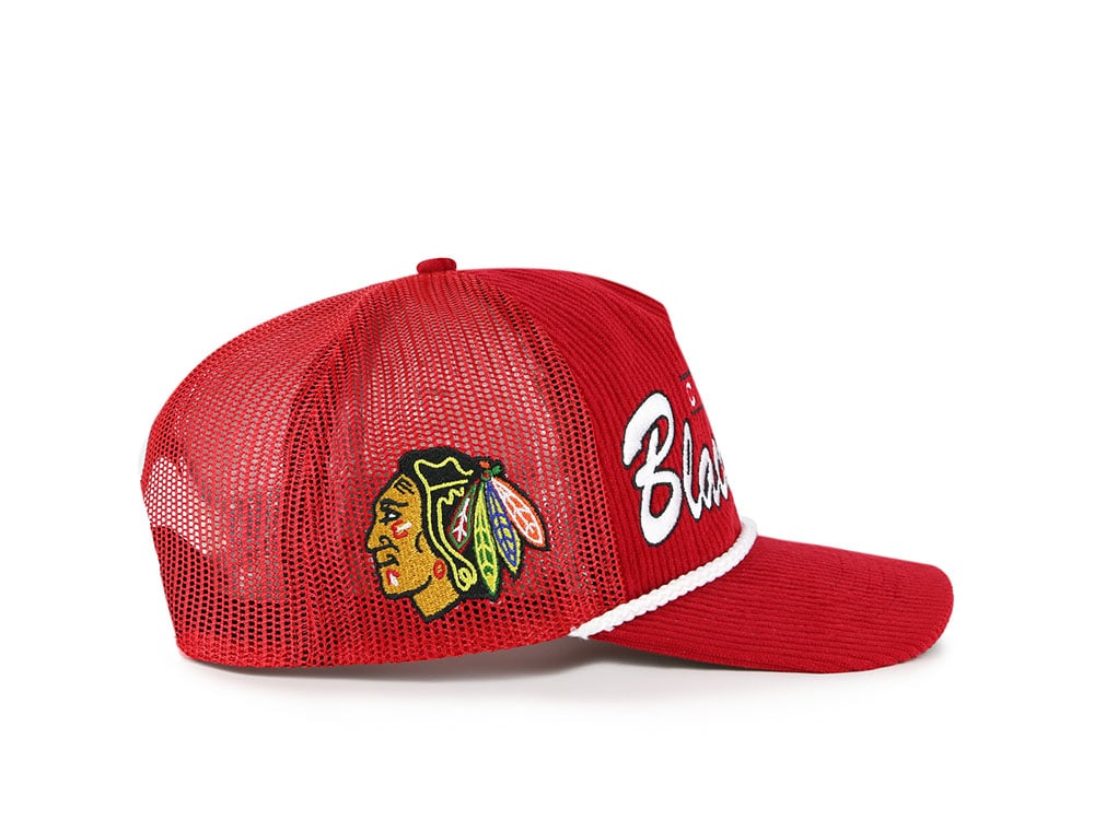 47Brand Chicago Blackhawks Red Double Header Edition Trucker Hitch Snapback Casquette