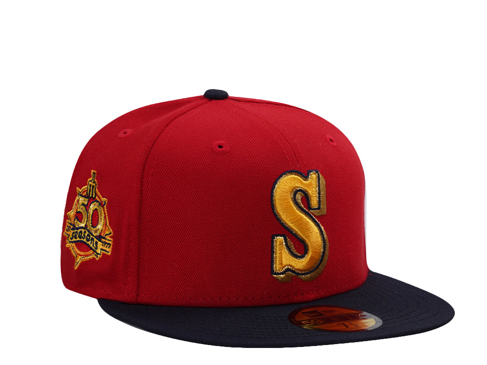 New Era Seattle Mariners 50th Anniversary Scarlet Two Tone Edition 59Fifty Fitted Casquette
