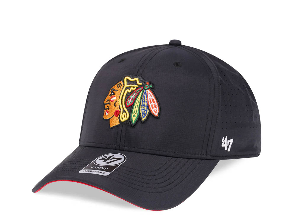 47Brand Chicago Blackhawks Black Back Line Nylon Strapback Casquette
