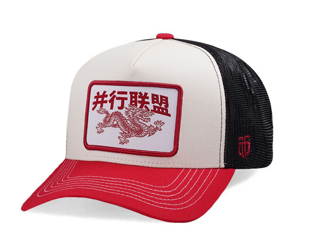 Parallel Union Chinese Dragon Patch White Edition Trucker Snapback Casquette