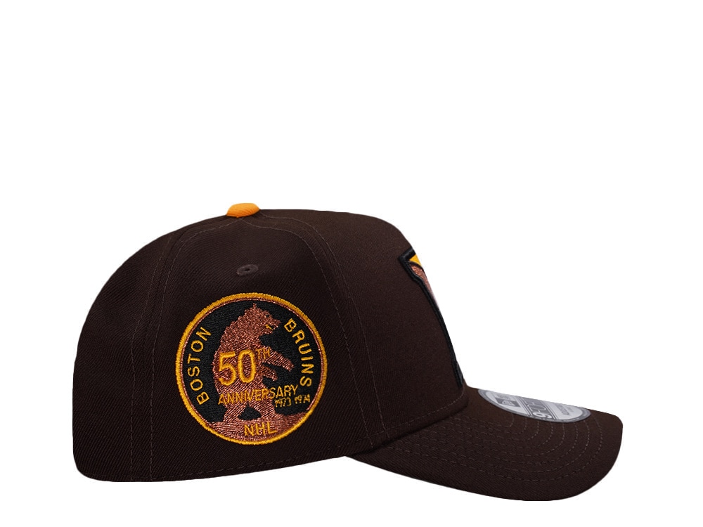 New Era Boston Bruins 50th Anniversary Burnt Wood Prime Edition 9Forty A Frame Snapback Casquette