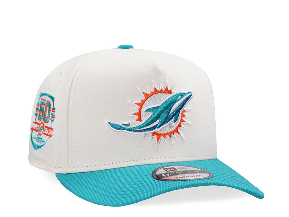 New Era Miami Dolphins 50th Anniversary Chrome Two Tone Edition 9Fifty A Frame Snapback Casquette