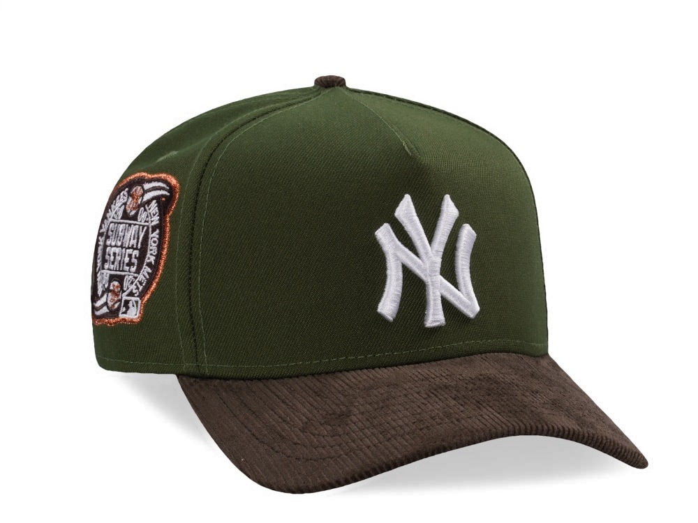 New Era New York Yankees World Series 2000 Rifle Green Walnut Corduroy Two Tone Edition 9Forty A Frame Snapback Casquette