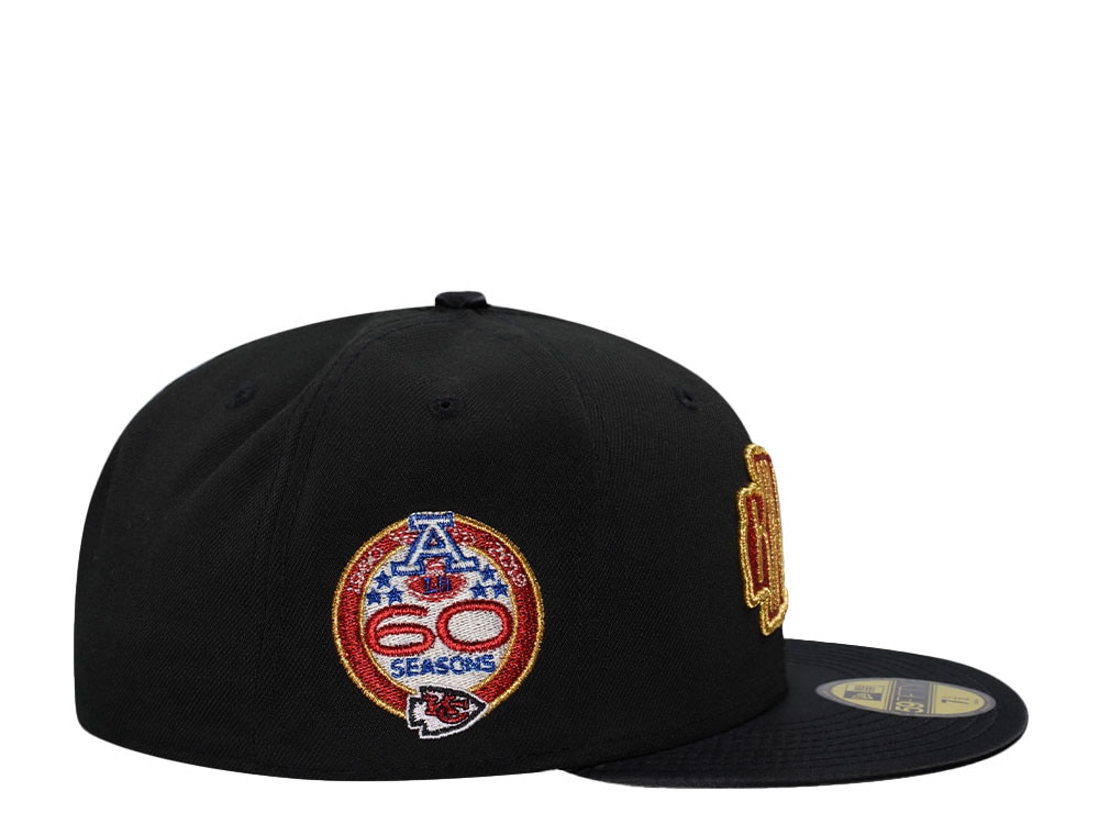 New Era Kansas City Chiefs 60 Seasons Black Satin Brim Prime Edition 59Fifty Fitted Casquette