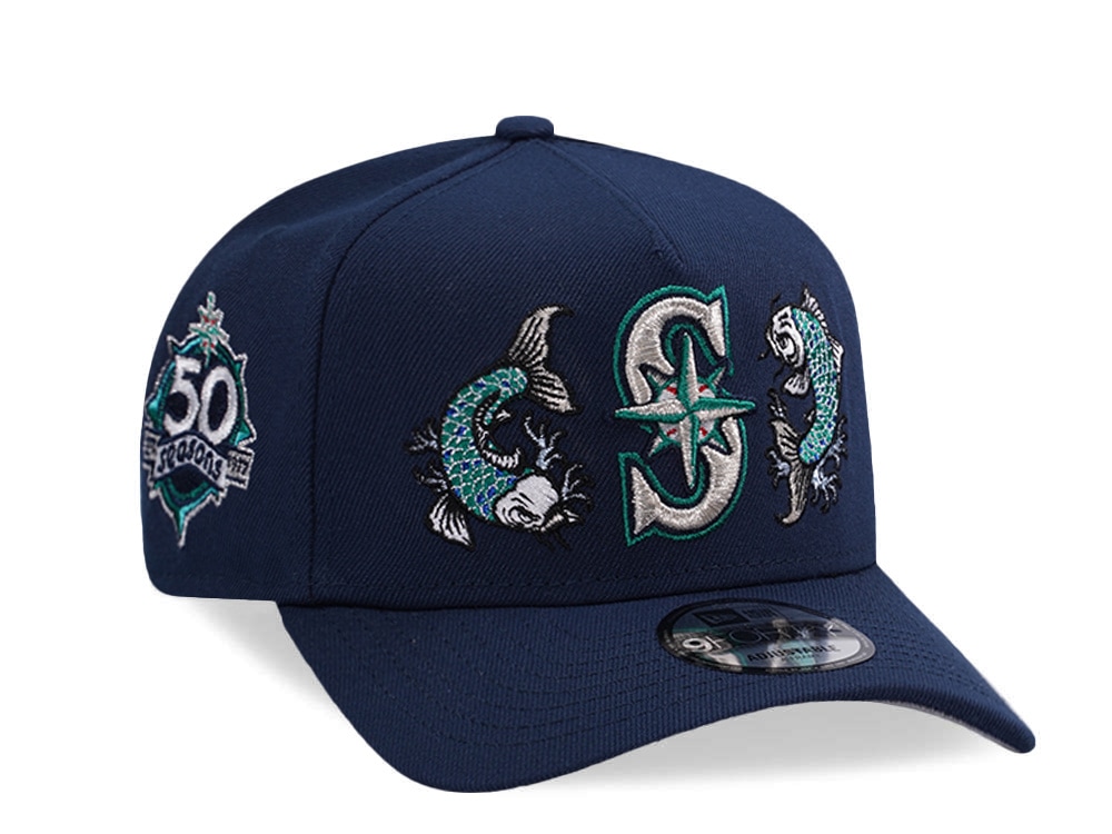 New Era Seattle Mariners 50th Anniversary Ocean Blue Prime Edition 9Forty A Frame Snapback Casquette