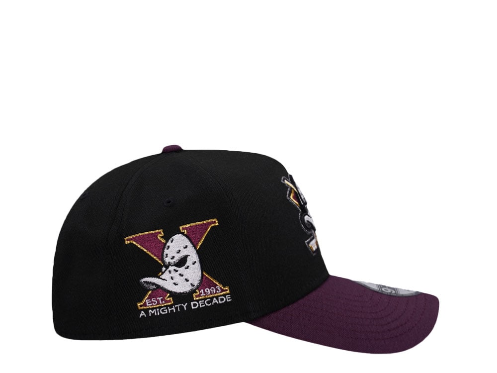 New Era Anaheim Ducks 10th Anniversary Black Plum Two Tone Edition 9Forty A Frame Snapback Casquette