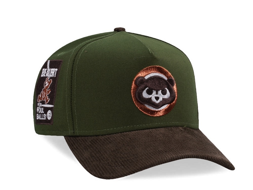 New Era Chicago Cubs Be Alert Rifle Green Walnut Corduroy Two Tone Edition 9Forty A Frame Snapback Casquette