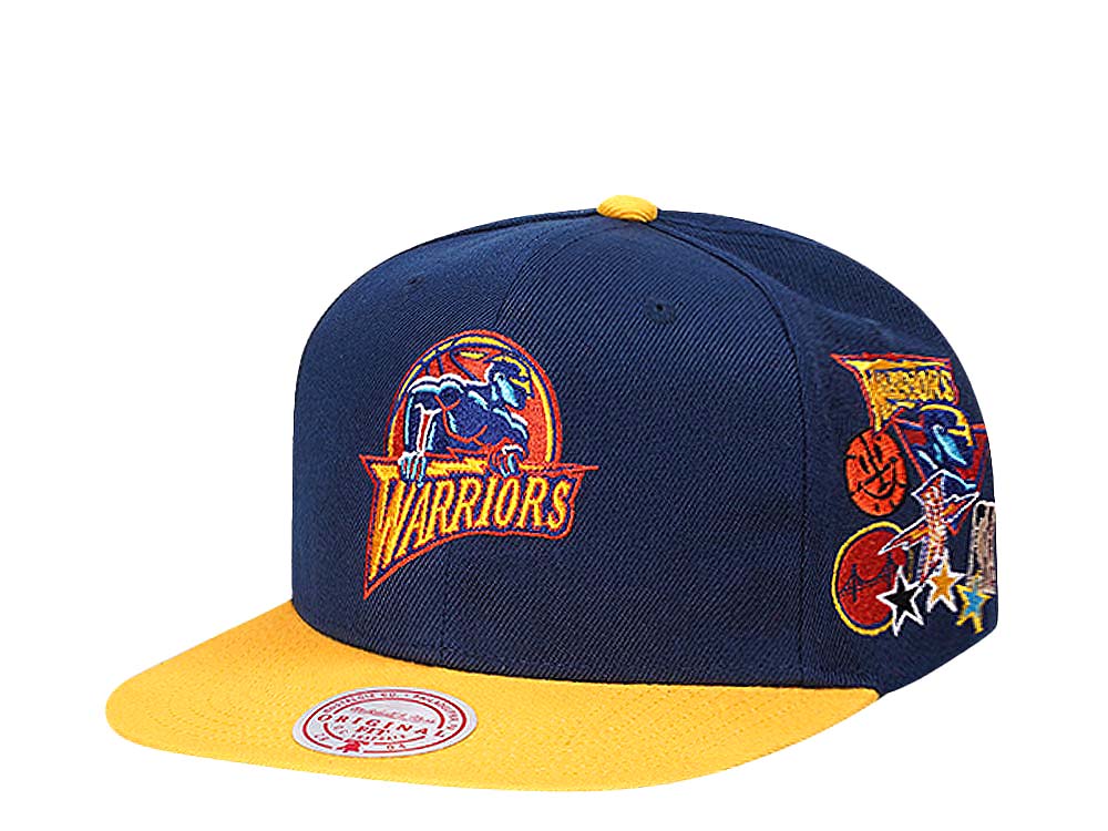 Mitchell & Ness Golden State Warriors Patch Overload Hardwood Classic Snapback Casquette