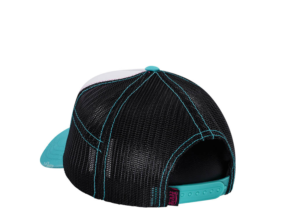Von Dutch White Teal Two Tone Edition Trucker A Frame Snapback Casquette