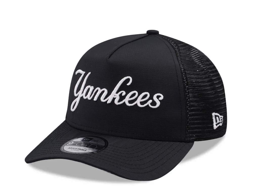 New Era New York Yankees Script Black Prime Edition 9Forty A Frame Trucker Snapback Casquette