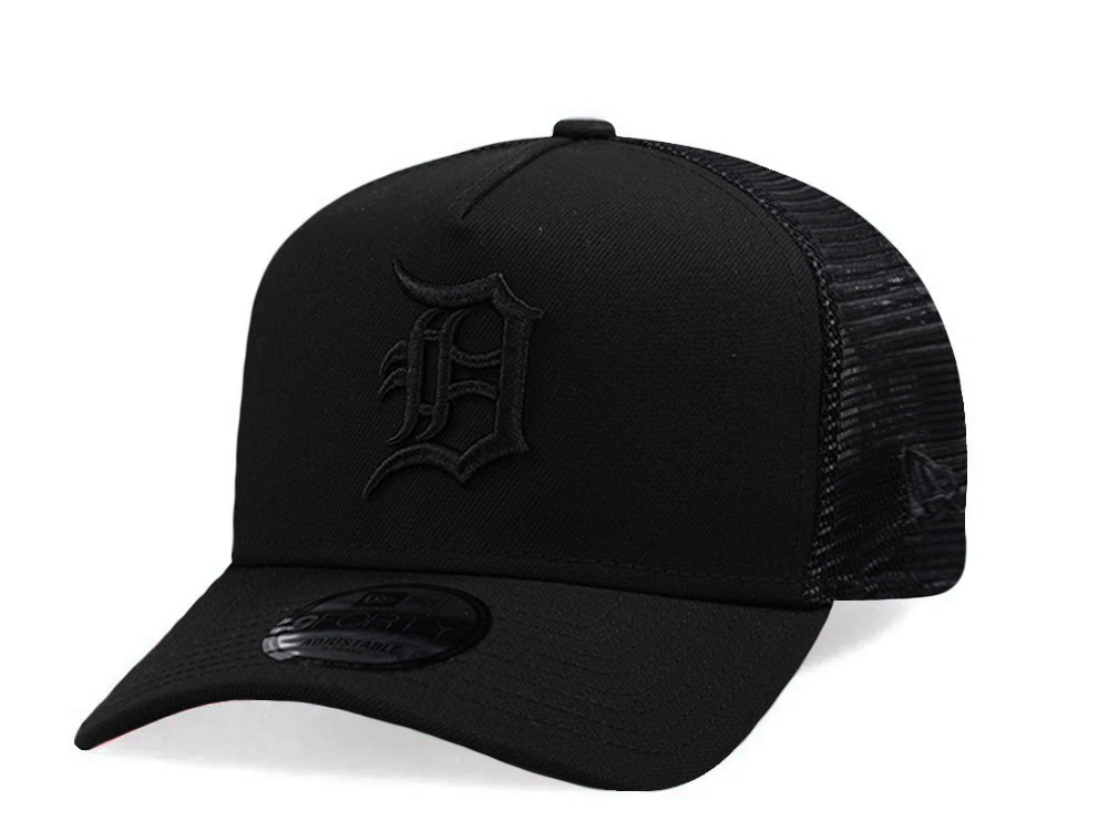 New Era Detroit Tigers Black On Black Edition 9Forty A Frame Trucker Snapback Casquette