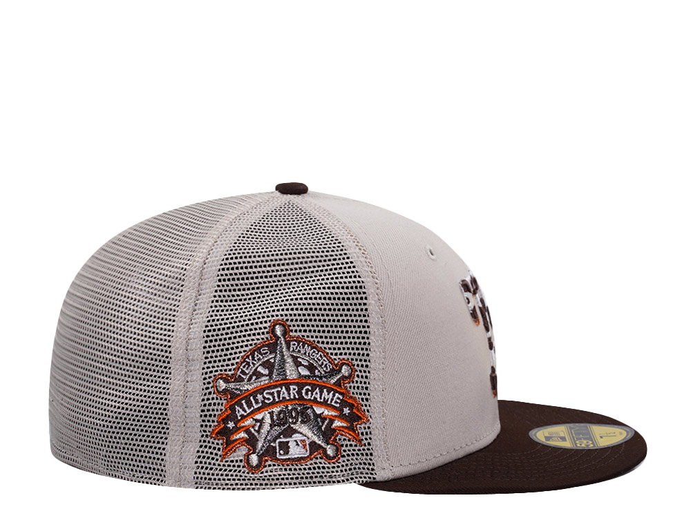 TruckerNew Era Texas Rangers All Star Game 1995 Stone Two Tone Edition 59Fifty Trucker Fitted Casquette