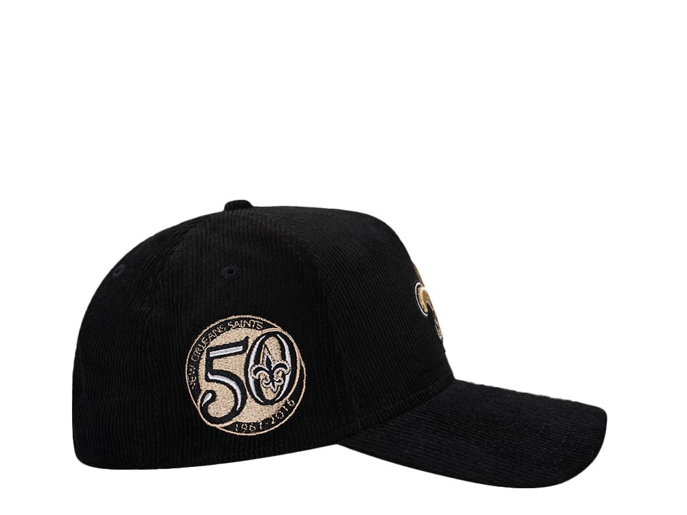 New Era New Orleans Saints 50th Anniversary Black Corduroy Edition 9Forty A Frame Snapback Casquette