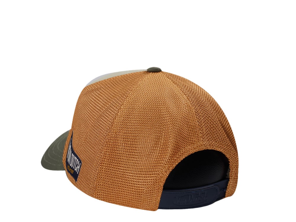 Von Dutch Square Patch Dark Green Yellow Trucker Snapback Casquette