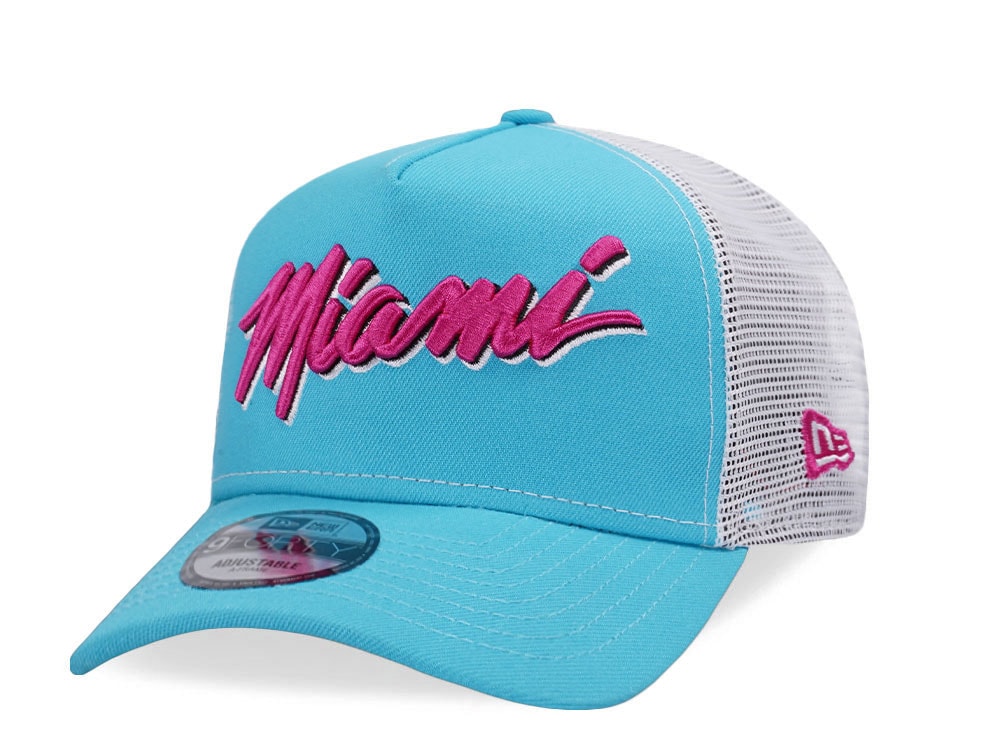 New Era Miami Heat Teal Summer Trucker Edition 9Forty A Frame Snapback Casquette