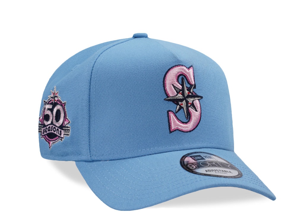 New Era Seattle Mariners 50 Seasons Sky Pink Prime Edition 9Forty A Frame Snapback Casquette