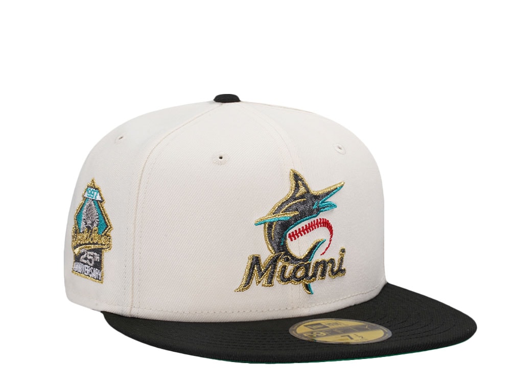 New Era Miami Marlins 25th Anniversary Chrome Gold Two Tone Edition 59Fifty Fitted Casquette