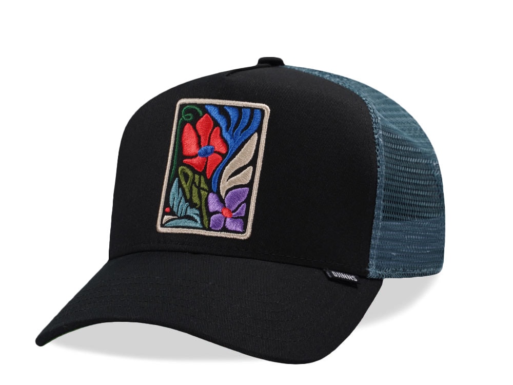 Djinns Flowers Black Trucker Snapback Casquette