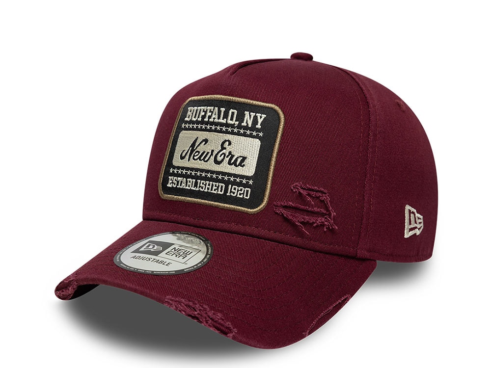 New Era Patch Washed Dark Red Edition 9Forty A Frame Snapback Casquette