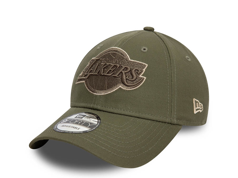 New Era Los Angeles Lakers Team Outline Olive 9Forty Strapback Casquette