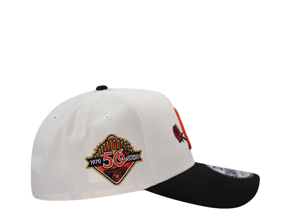 New Era Baltimore Orioles 50th Anniversary Rose Chrome Two Tone Edition 9Forty A Frame Snapback Casquette