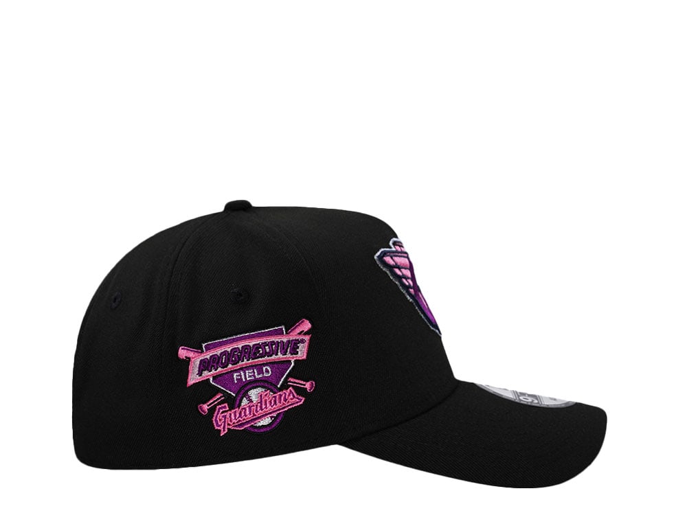 New Era Cleveland Guardians Progressive Field Magenta Black Prime Edition 9Forty A Frame Snapback Casquette