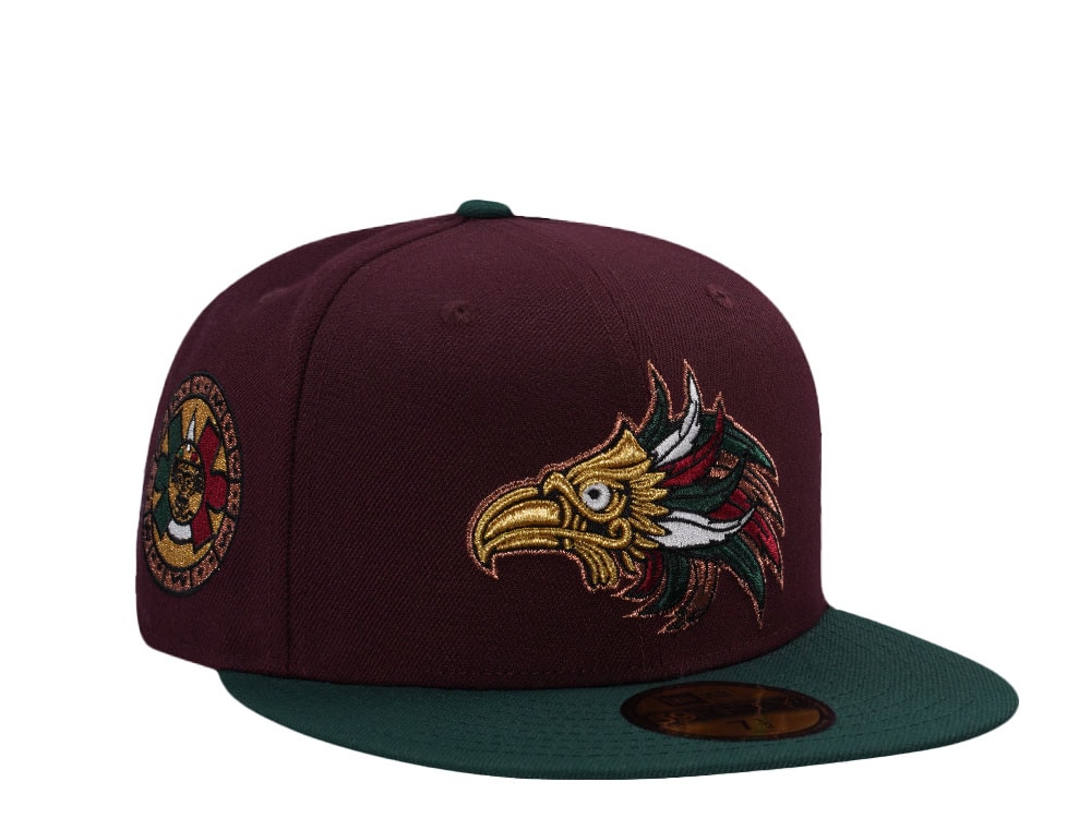 New Era Mexico Aztec Warrior Mask Maroon Edition 59Fifty Fitted Casquette