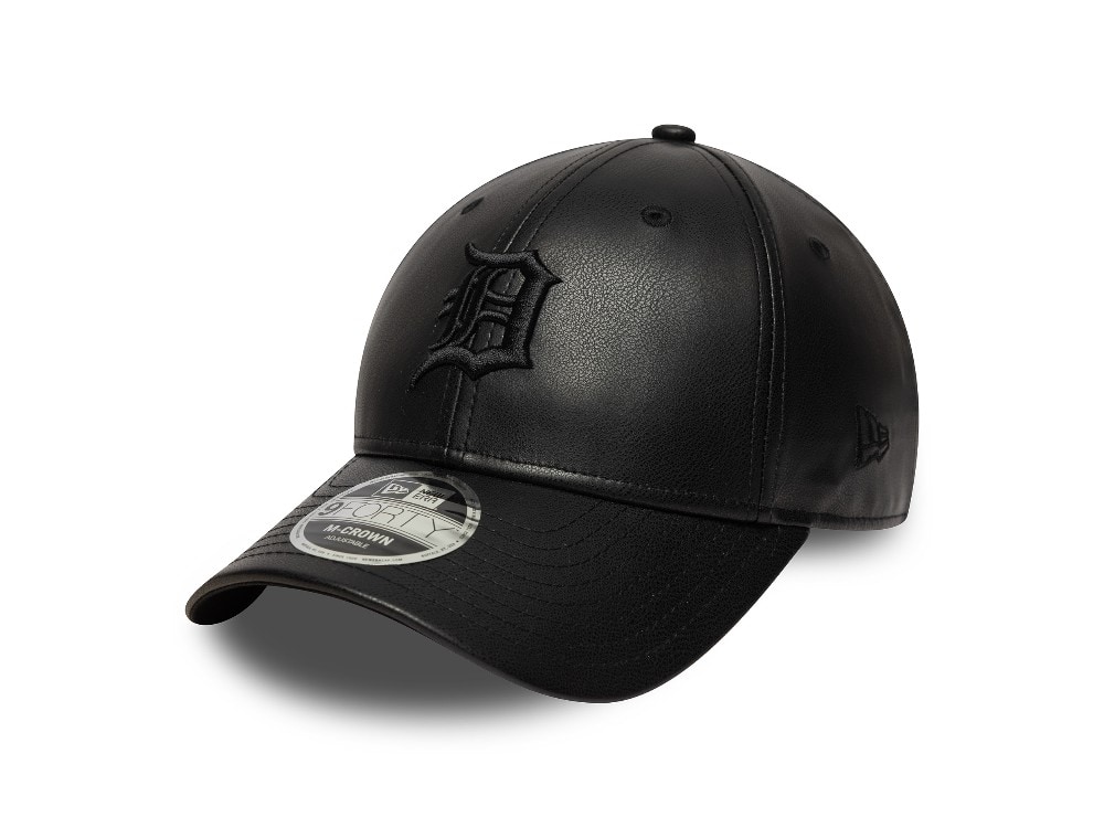 New Era Detroit Tigers Black PU Leather Edition 9Forty M Crown Snapback Casquette
