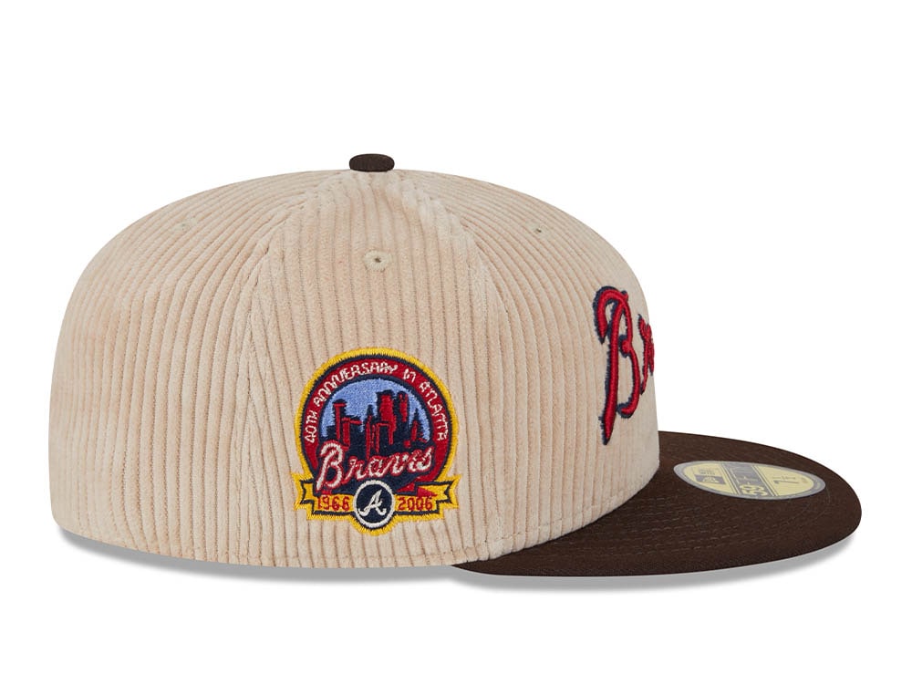 New Era Atlanta Braves 40th Anniversary Fall Cord Khaki 59Fifty Fitted Casquette