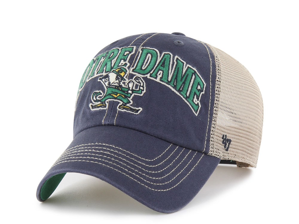 47 Brand Notre Dame Fighting Irish Tuscaloosa Vintage Navy Clean Up Trucker Snapback Casquette