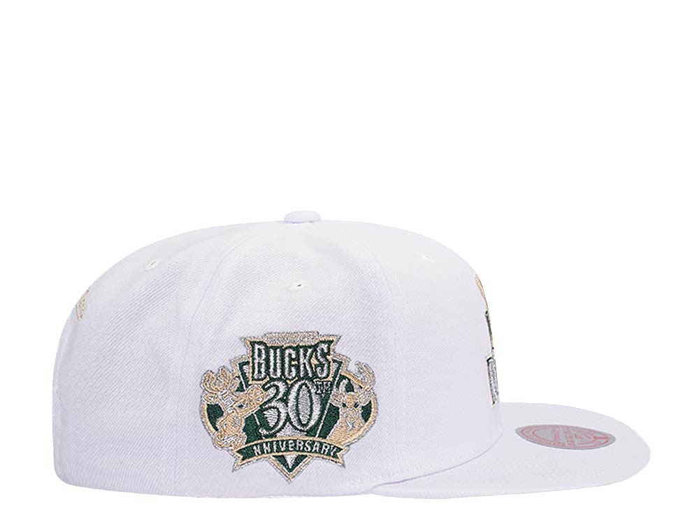 Mitchell & Ness Milwaukee Bucks 30th Anniversary Winter White Hardwood Classic Snapback Casquette